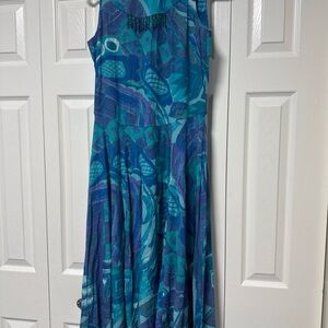 Carole Little Teal & Blue Abstract Beaded Midi Dress A21